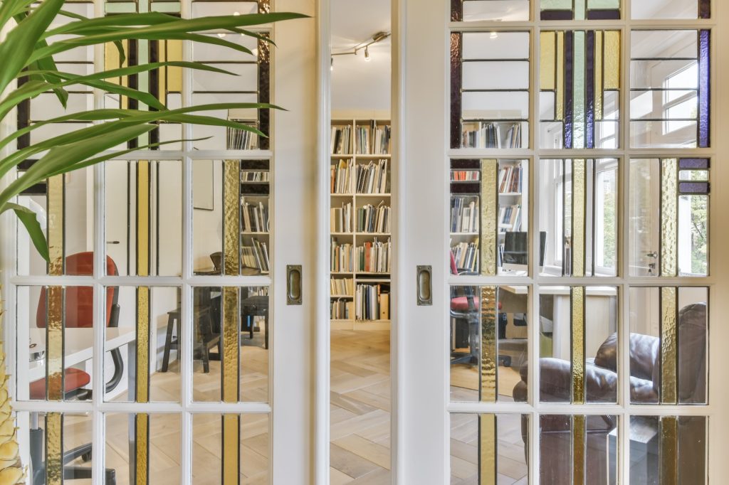 Wooden doors with many windows